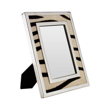 Orsina Zebra Design Photo Frame – 5x7 Black and White Steel Border