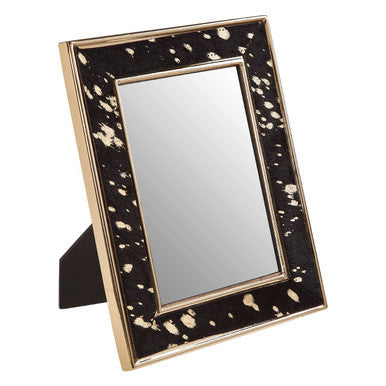 Orsina Bowerbird Cowhide Photo Frame | 5x7 Black & Gold Texture