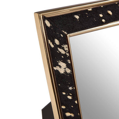 Orsina Bowerbird Cowhide Photo Frame | 5x7 Black & Gold Texture