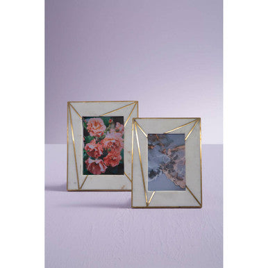 Orsina Sena 5x7 Photo Frame | White Marble with Gold Inlay Decor