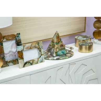 Orsina Bowerbird Green Agate Photo Frame – 4x6 Natural Stone Decor