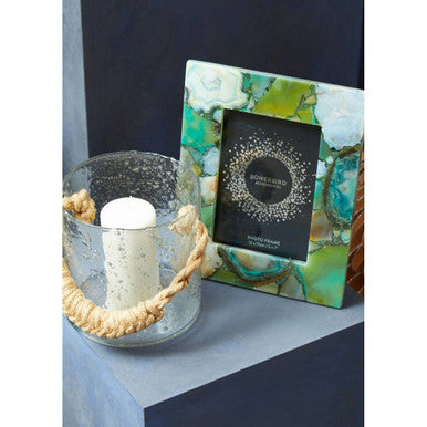 Orsina Bowerbird Large Green Agate 5x7 Photo Frame | Stone Decor