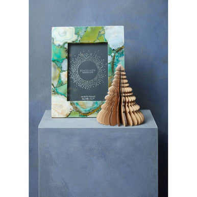 Orsina Bowerbird Large Green Agate 5x7 Photo Frame | Stone Decor