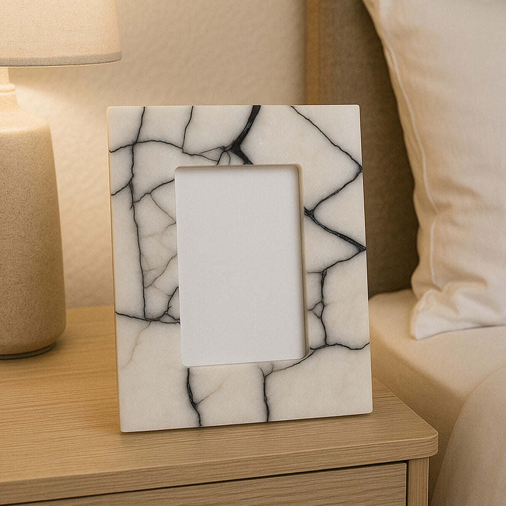 Orsina Marmara White and Black Marble Photo Frame | 4x6 Small Frame