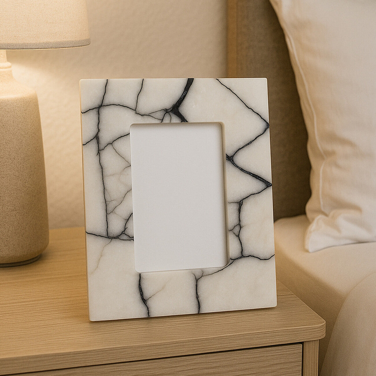 Orsina Marmara White and Black Marble Photo Frame | 4x6 Small Frame