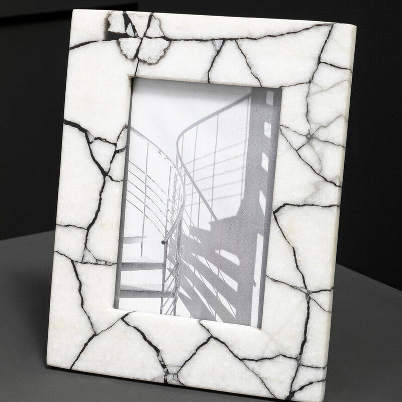 Orsina Marmara White and Black Marble Photo Frame - 5x7 Large Display