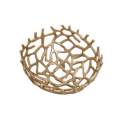 Orsina Prato Small Gold Coral Decorative Bowl – Aluminum Accent Piece