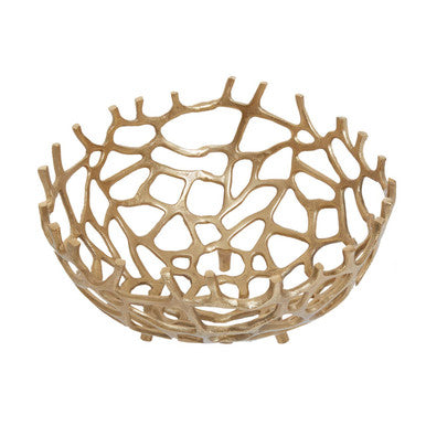 Orsina Prato Large Coral Effect Decorative Bowl | Gold Aluminium