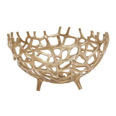 Orsina Prato Large Coral Effect Decorative Bowl | Gold Aluminium