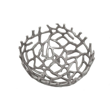 Orsina Prato Coral Effect Decorative Bowl – Silver Aluminium Centerpiece