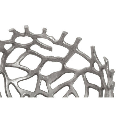 Orsina Prato Coral Effect Decorative Bowl – Silver Aluminium Centerpiece