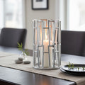 Orsina Delphi Large Silver Candle Holder – Art Deco Metal Pillar Stand