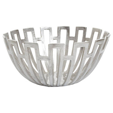Orsina Delphi Large Silver Finish Bowl | Handcrafted Aluminium Decor