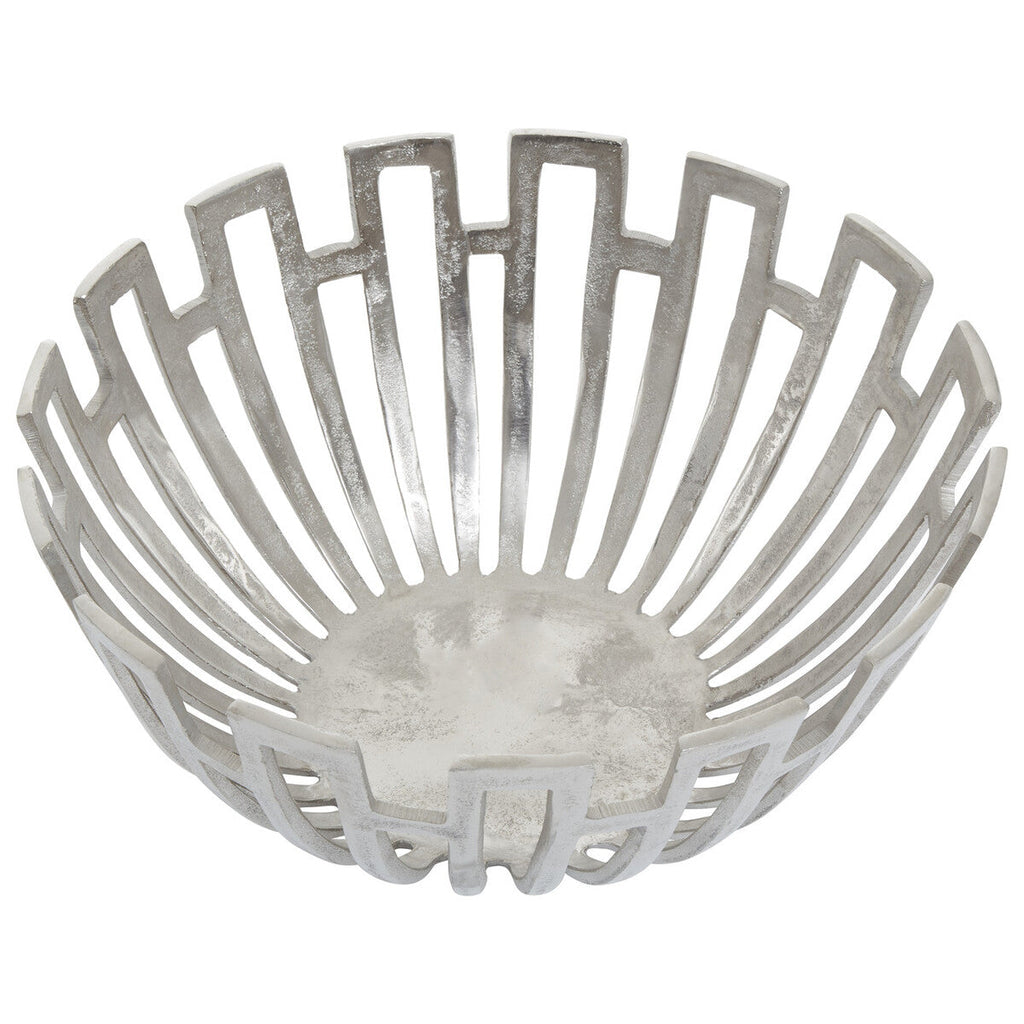 Orsina Delphi Large Silver Finish Bowl | Handcrafted Aluminium Decor
