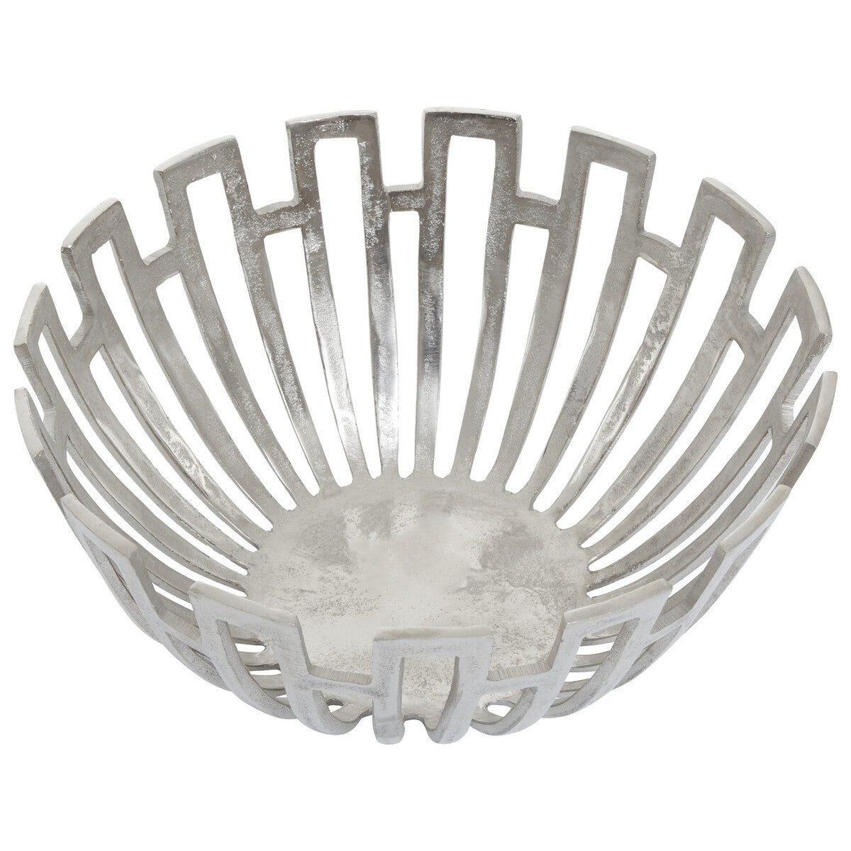 Orsina Delphi Large Silver Finish Bowl | Handcrafted Aluminium Decor