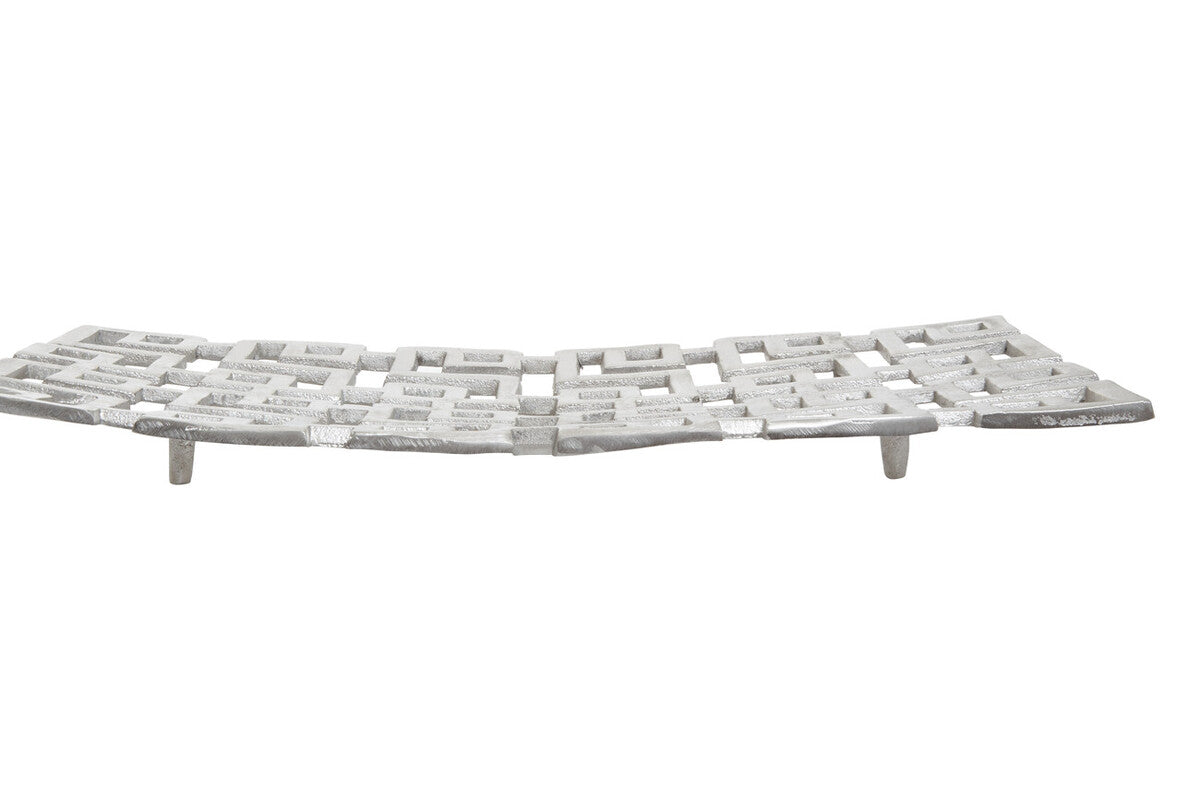 Orsina Delphi Large Silver Decorative Plate – Architectural Metal Tray