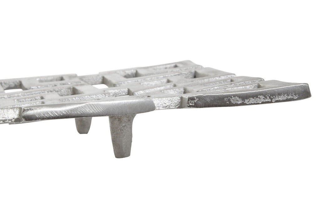 Orsina Delphi Large Silver Decorative Plate – Architectural Metal Tray