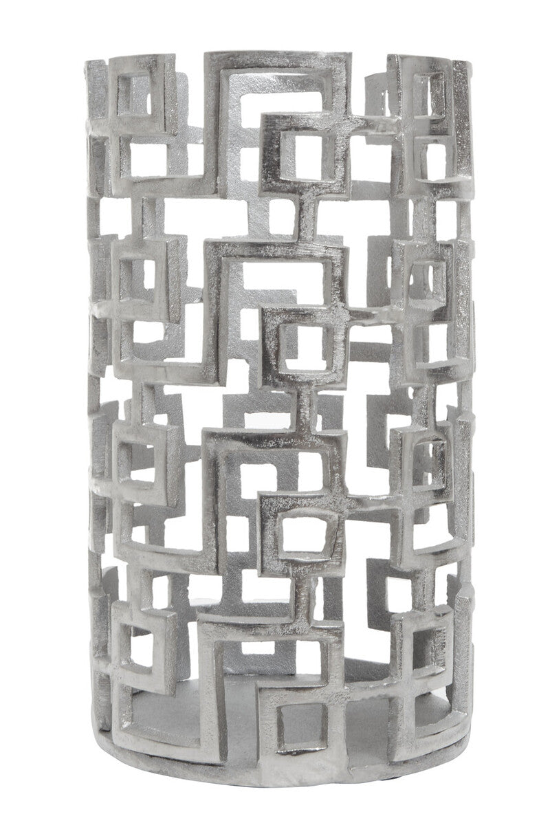 Orsina Delphi Large Silver Candle Holder – Handcrafted Metal Lantern