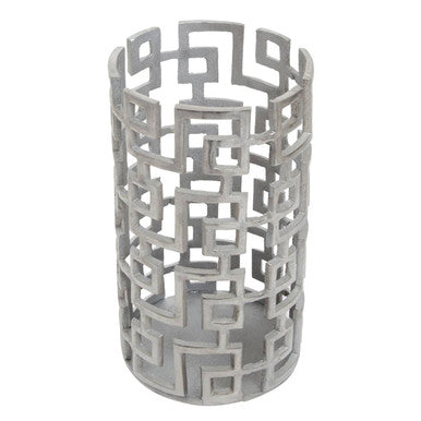 Orsina Delphi Large Silver Candle Holder – Handcrafted Metal Lantern