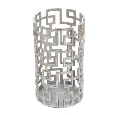 Orsina Delphi Silver Candle Holder – Geometric Metal Tealight Stand