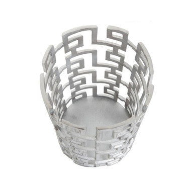 Orsina Delphi Silver Candle Holder – Geometric Metal Tealight Stand