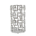 Orsina Delphi Silver Candle Holder – Geometric Metal Tealight Stand