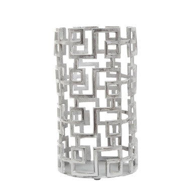 Orsina Delphi Silver Candle Holder – Geometric Metal Tealight Stand