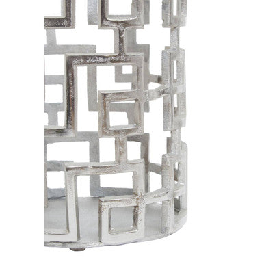 Orsina Delphi Silver Candle Holder – Geometric Metal Tealight Stand