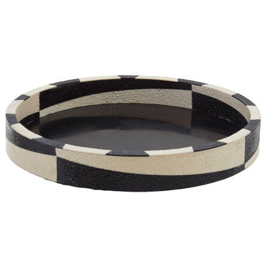 Orsina Ezra Black and White Round Ceramic Tray – Modern Decorative Tray