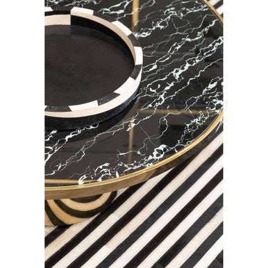 Orsina Ezra Black and White Round Ceramic Tray – Modern Decorative Tray