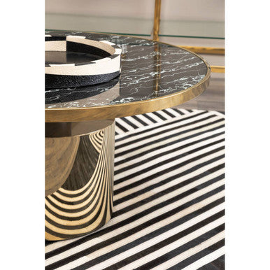 Orsina Ezra Black and White Round Ceramic Tray – Modern Decorative Tray