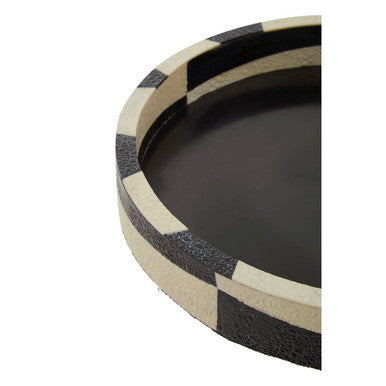 Orsina Ezra Black and White Round Ceramic Tray – Modern Decorative Tray