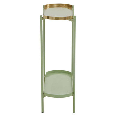 Orsina Sabia Green and Gold Console Table – Two-Tier Iron Entryway Table