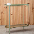 Orsina Sabia Green and Gold Console Table – Two-Tier Iron Entryway Table