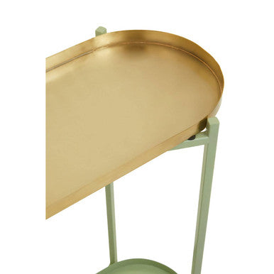 Orsina Sabia Green and Gold Console Table – Two-Tier Iron Entryway Table