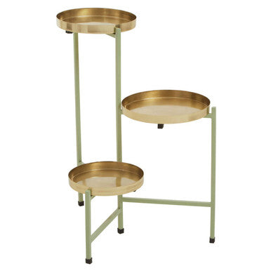 Orsina Sabia 3-Tiered Plant Stand – Green and Gold Iron Indoor Planter