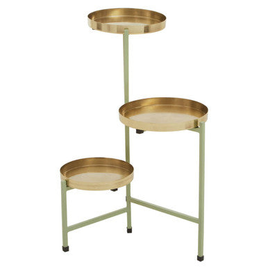 Orsina Sabia 3-Tiered Plant Stand – Green and Gold Iron Indoor Planter