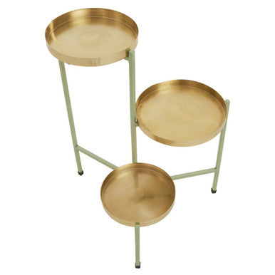 Orsina Sabia 3-Tiered Plant Stand – Green and Gold Iron Indoor Planter