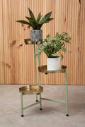 Orsina Sabia 3-Tiered Plant Stand – Green and Gold Iron Indoor Planter