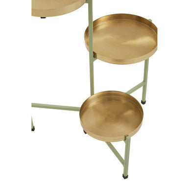 Orsina Sabia 3-Tiered Plant Stand – Green and Gold Iron Indoor Planter