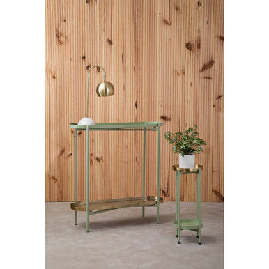 Orsina Sabia Two-Tiered Plant Stand – Green and Gold Iron Metal
