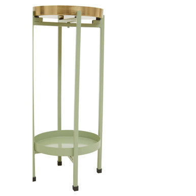 Orsina Sabia Two-Tiered Plant Stand – Green and Gold Iron Metal