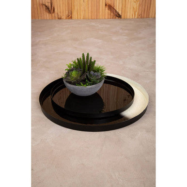 Orsina Ramus Black and White Ombre Iron Decorative Trays – Set of 2