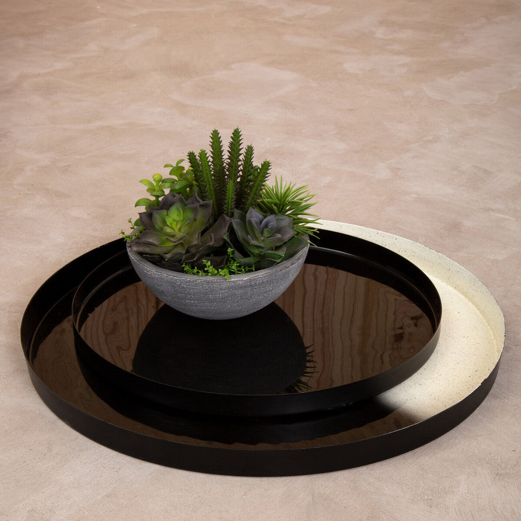 Orsina Ramus Black and White Ombre Iron Decorative Trays – Set of 2