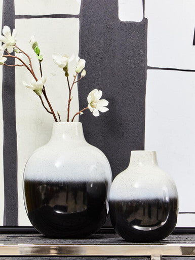 Orsina Ramus Small Black and White Ombre Vase – Modern Minimalist Decor
