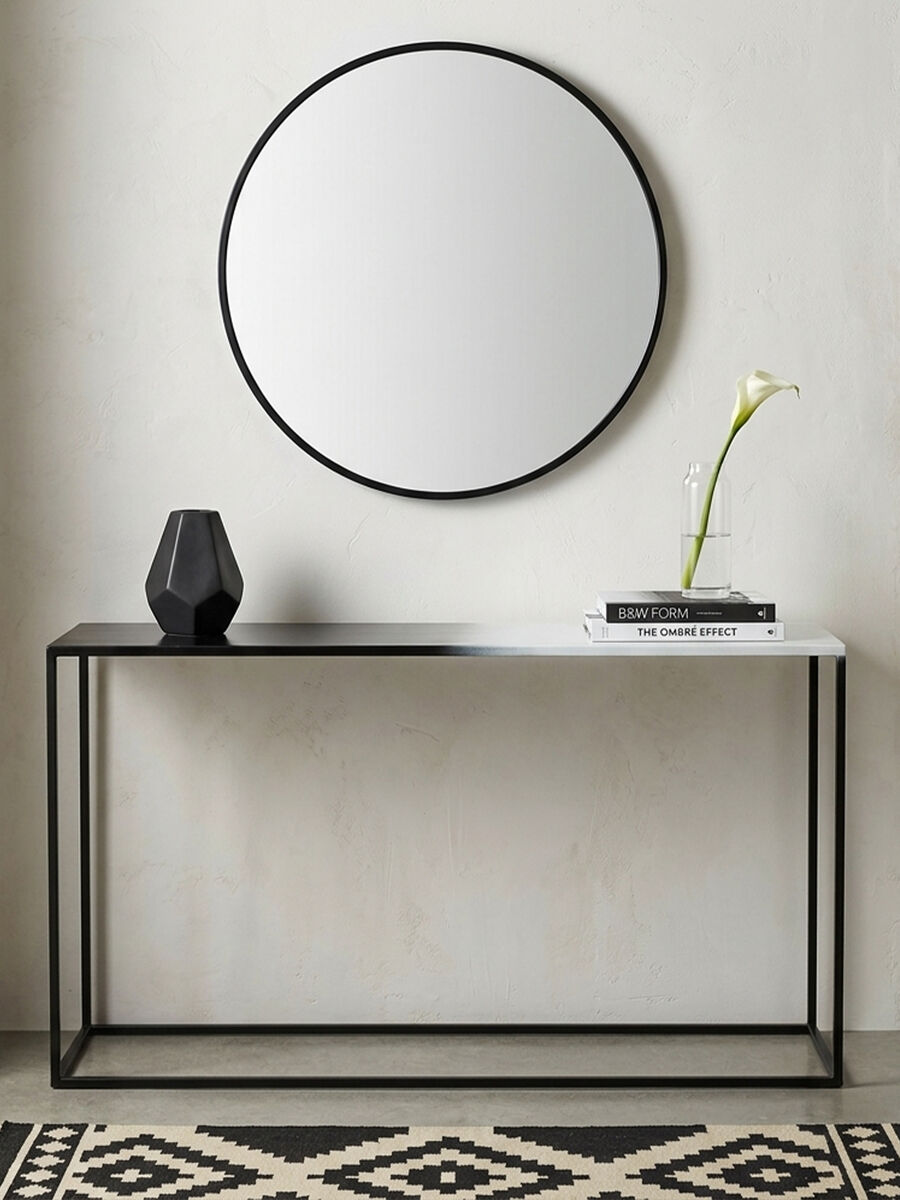Orsina Ramus Black and White Ombre Console Table with Slim Metal Frame