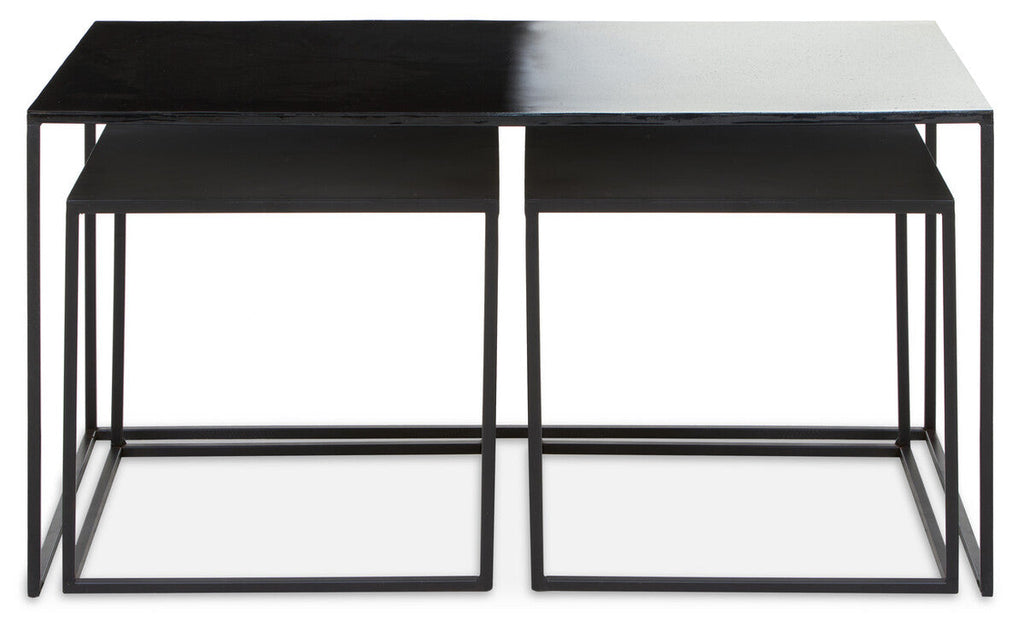 Orsina Ramus 3-Piece Nesting Coffee Table Set | Black & White Ombre