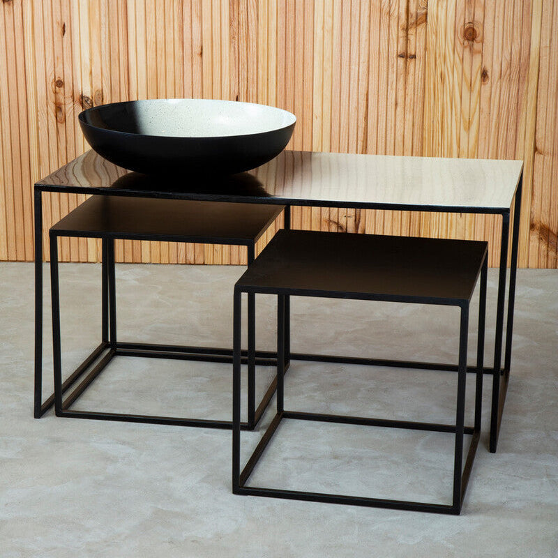 Orsina Ramus 3-Piece Nesting Coffee Table Set | Black & White Ombre