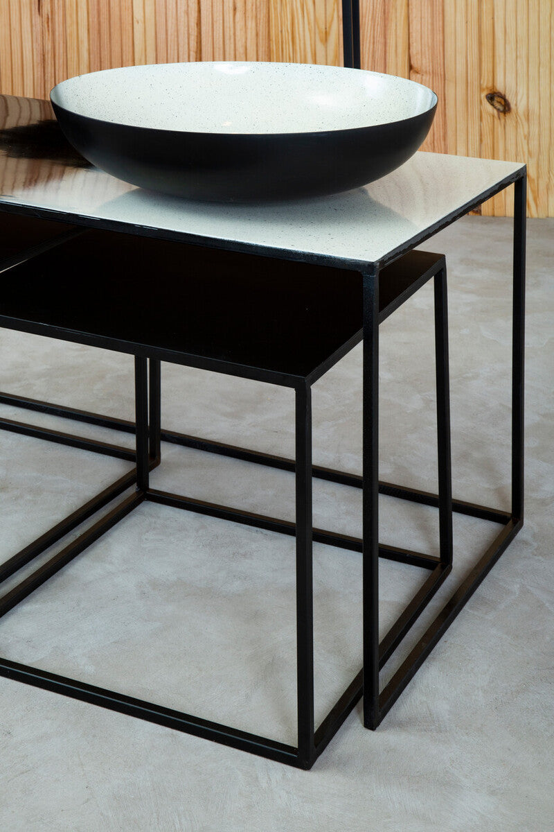 Orsina Ramus 3-Piece Nesting Coffee Table Set | Black & White Ombre