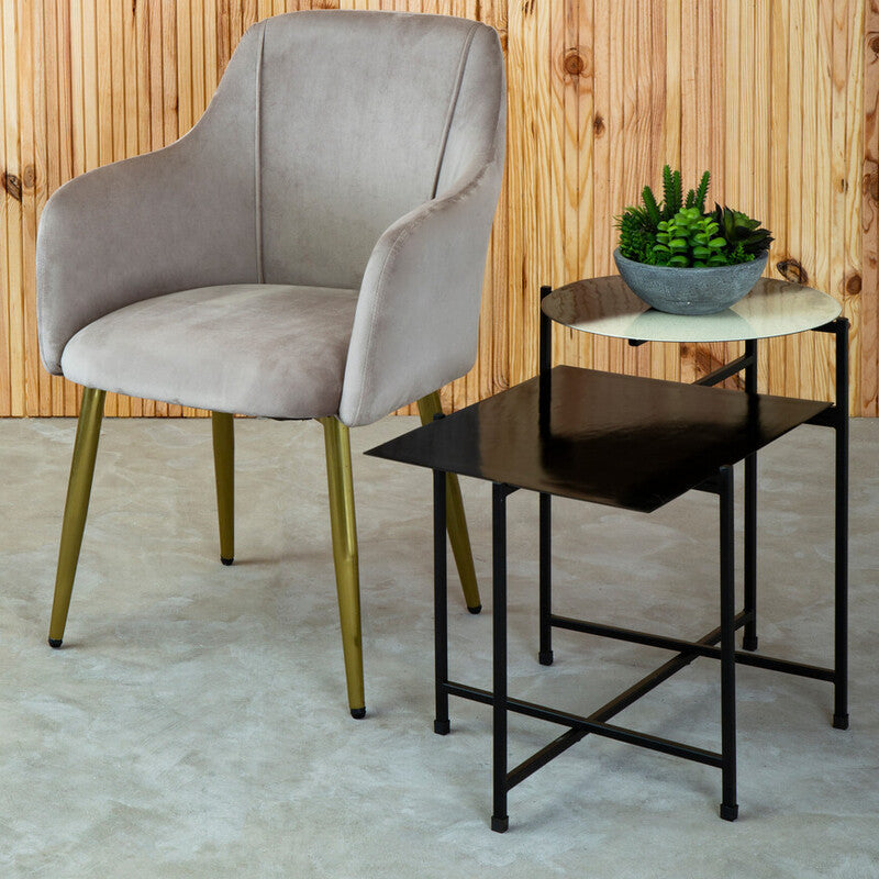 Orsina Ramus Two-Tier Metal Side Table – Black and White Ombre
